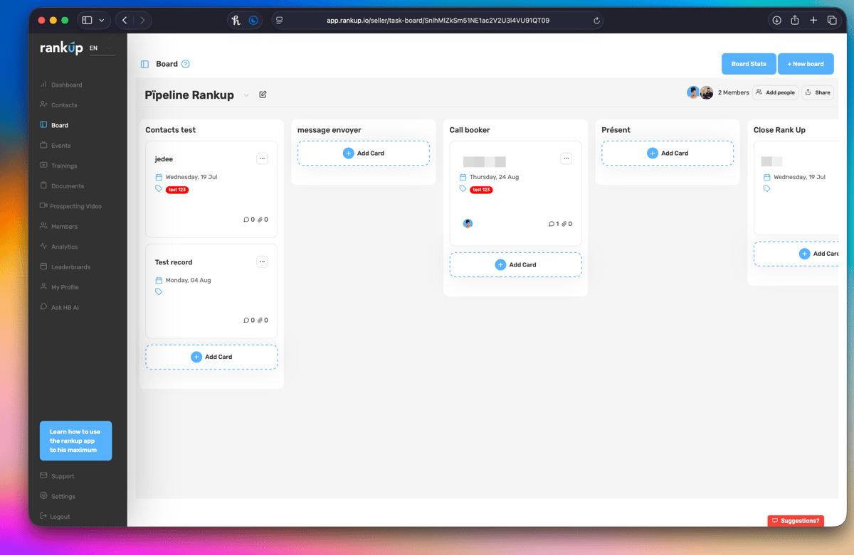Rank Up Kanban view